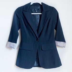 BSX Professional Black 3/4 Length Rolled Sleeve Blazer Jacket | US XS | EU 32